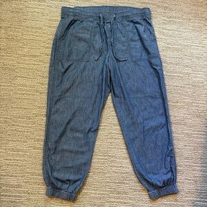 Gap XL Tall Drapey Denim Chambray Joggers Elastic Waist Drawstring Cozy